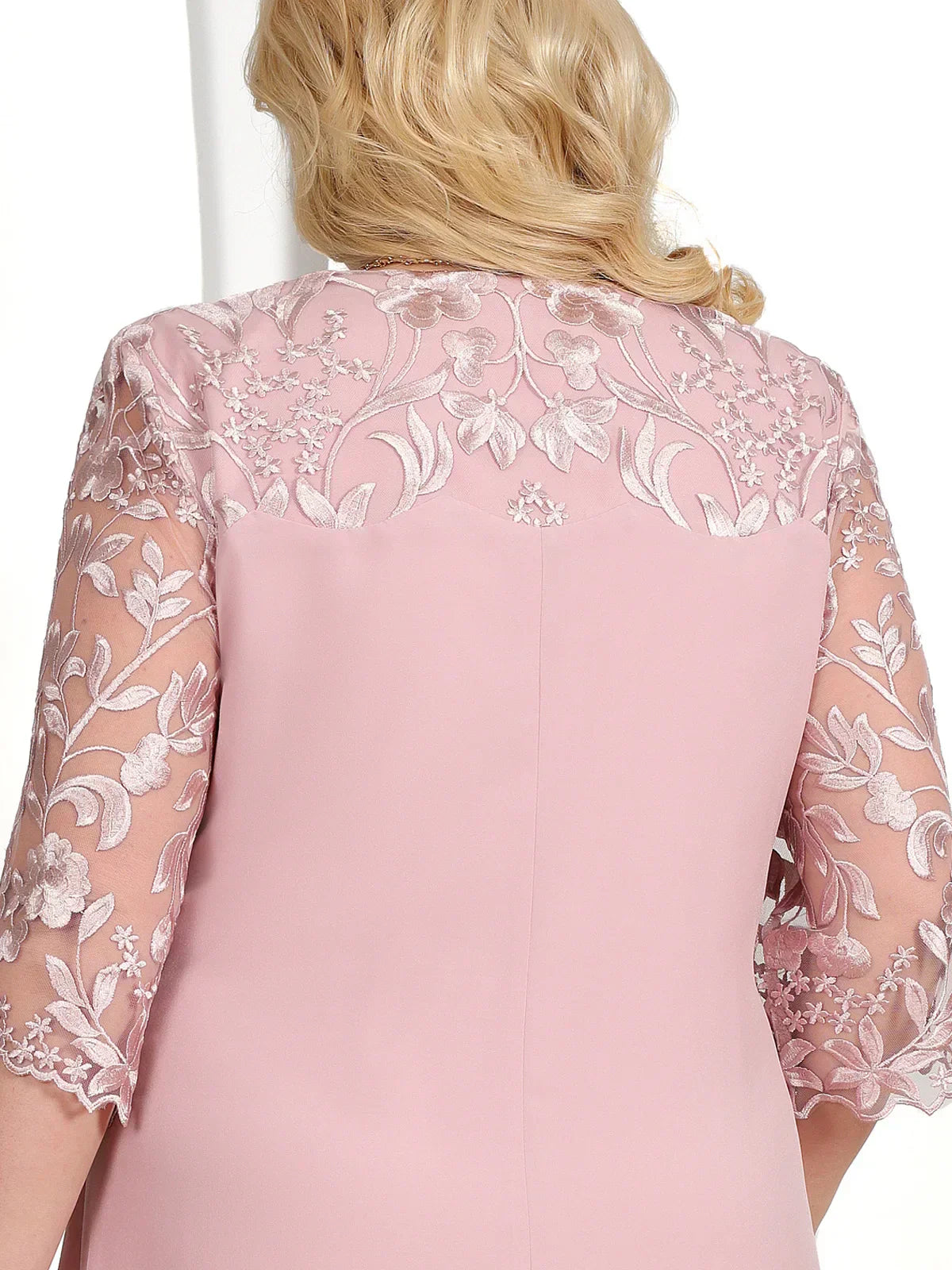 Plus Size Dress Loose Fit Knee Length Floral Embroidery