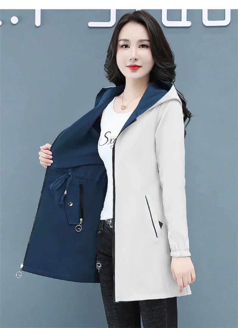 Long Windbreaker Jacket Loose Fit Extended Length