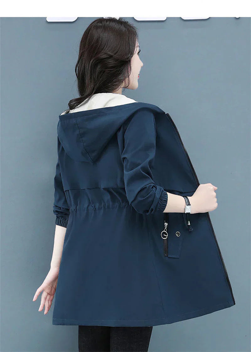 Long Windbreaker Jacket Loose Fit Extended Length