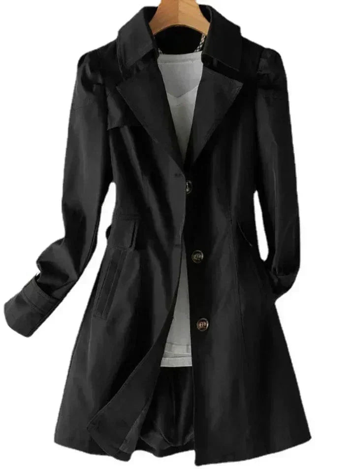 Trench Coat Straight Cut Mid-Thigh Length