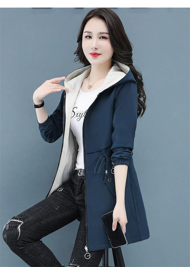 Long Windbreaker Jacket Loose Fit Extended Length