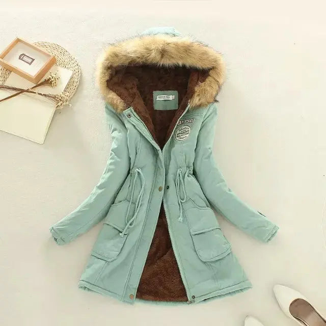 Padded Jacket Straight Cut Hip-Length with Hood