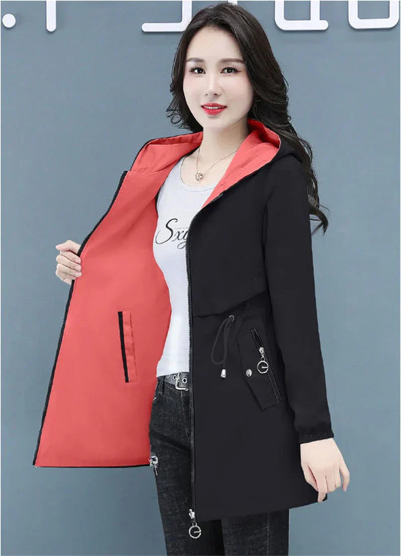 Long Windbreaker Jacket Loose Fit Extended Length