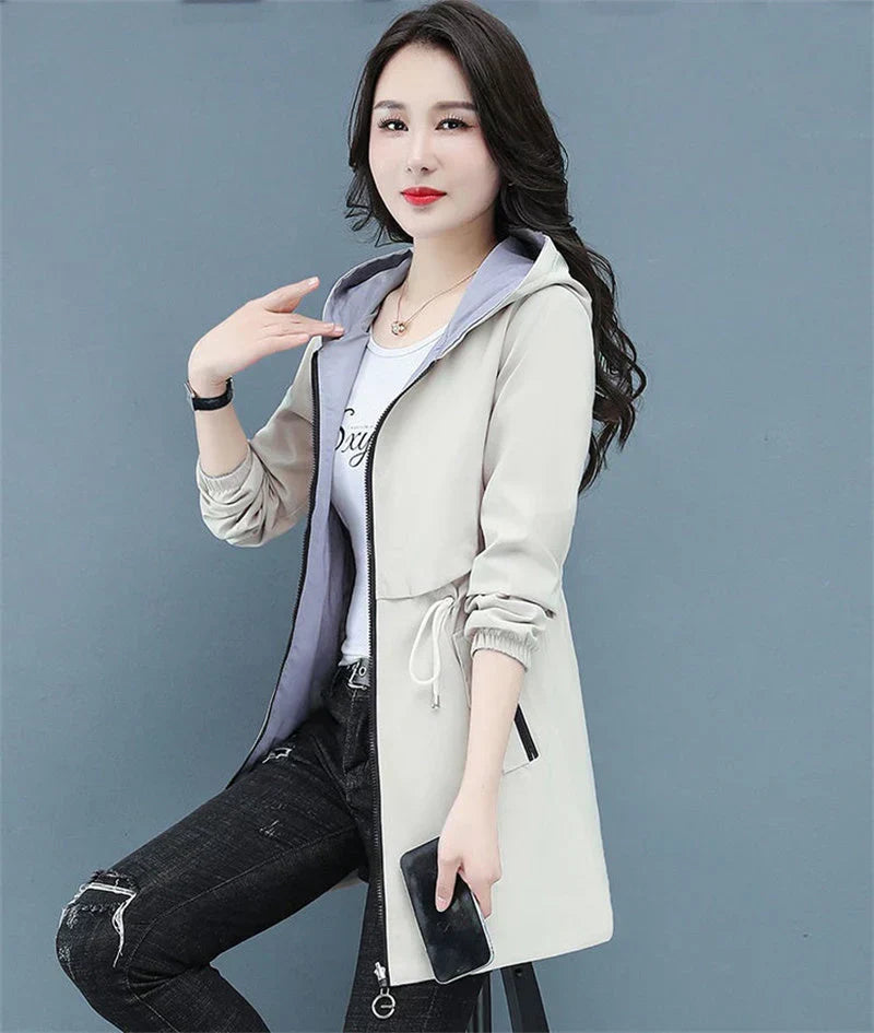 Long Windbreaker Jacket Loose Fit Extended Length