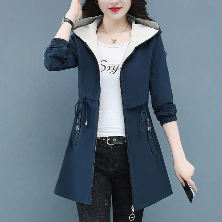 Long Windbreaker Jacket Loose Fit Extended Length
