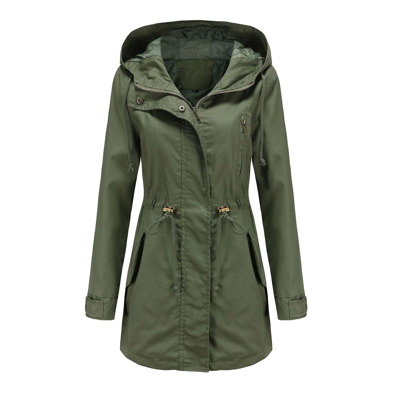 Women’s Thigh-Length Rain Jacket Straight Fit