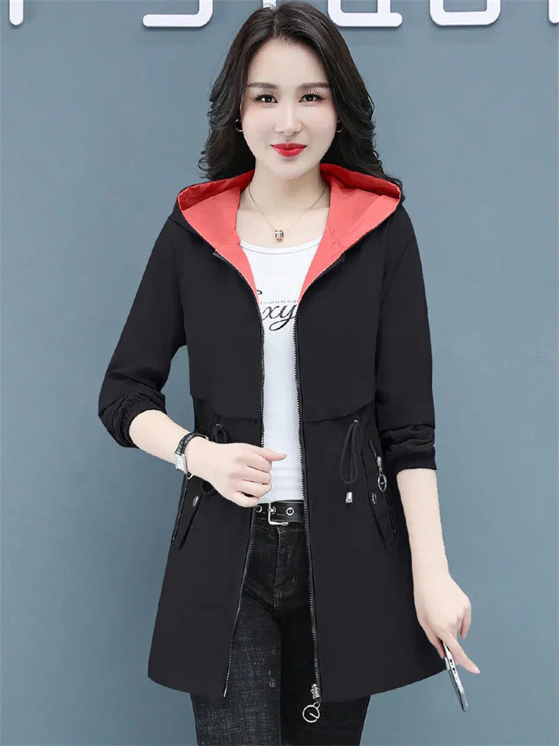 Long Windbreaker Jacket Loose Fit Extended Length