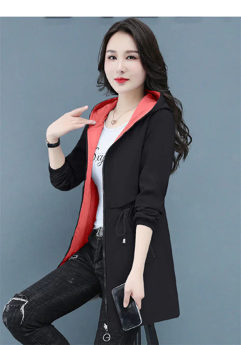 Long Windbreaker Jacket Loose Fit Extended Length