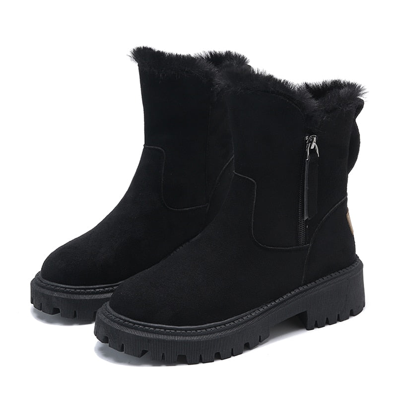 Ankle Boots Plush Fur Detail