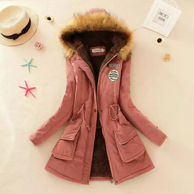 Padded Jacket Straight Cut Hip-Length with Hood