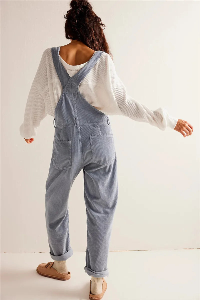 Loose Fit Wide Leg Dungarees with Pockets