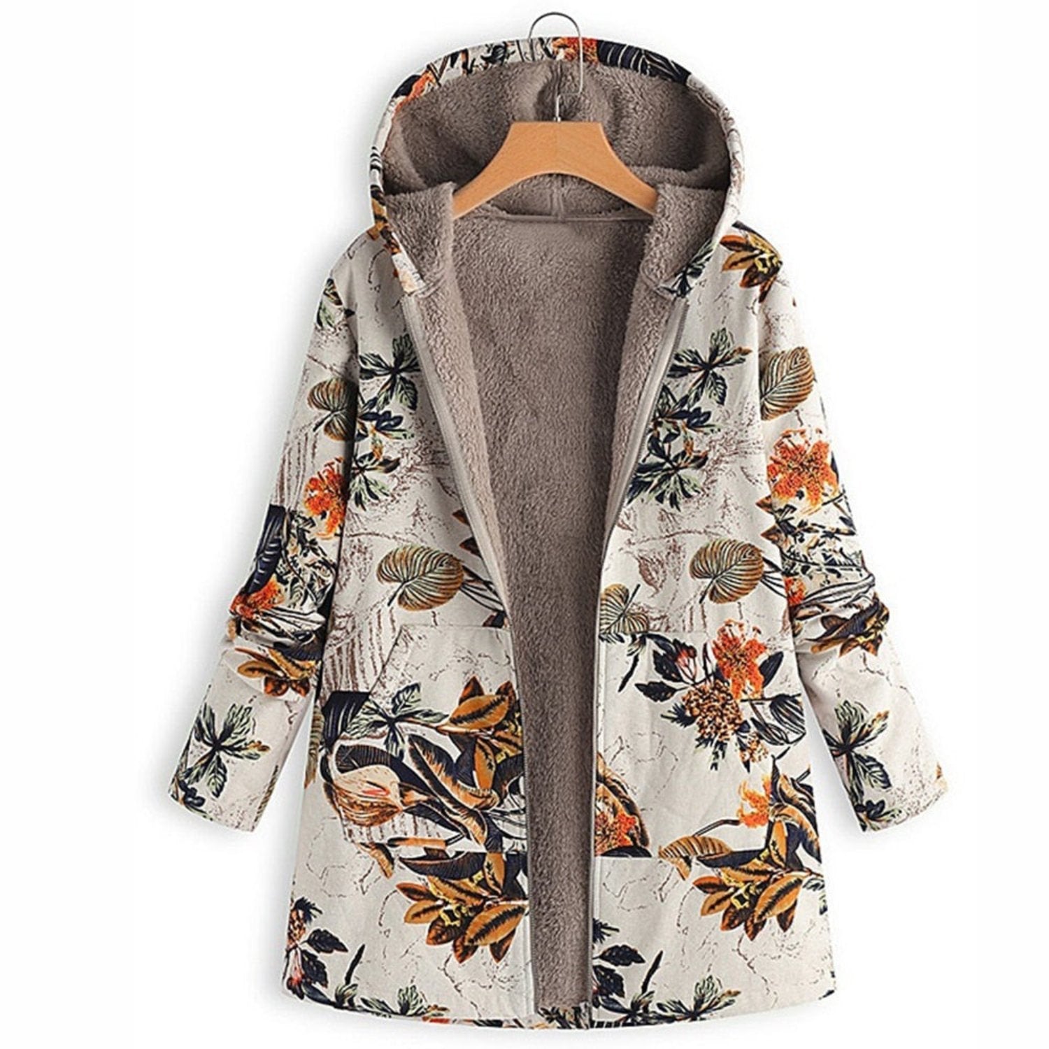 Jacket Tailored Shape Hip-Length Floral Pattern