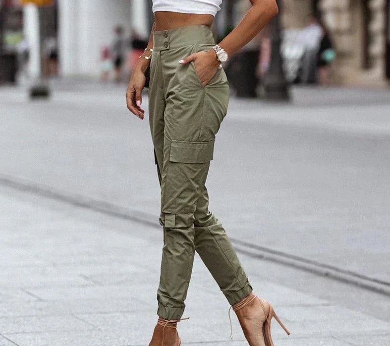 Women’s Cargo Trousers High Waist Slim Fit