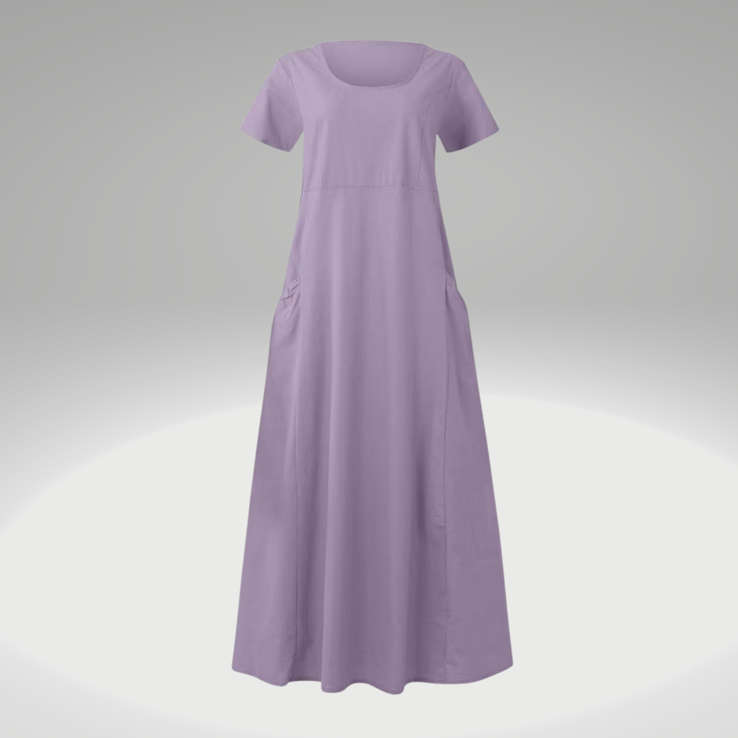 Dress Loose Straight Shape Knee Length with Pockets