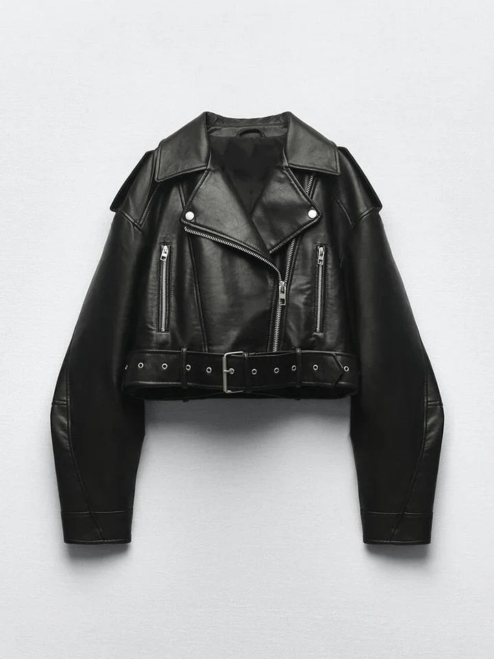 Women’s Midi Leather Jacket Straight Fit