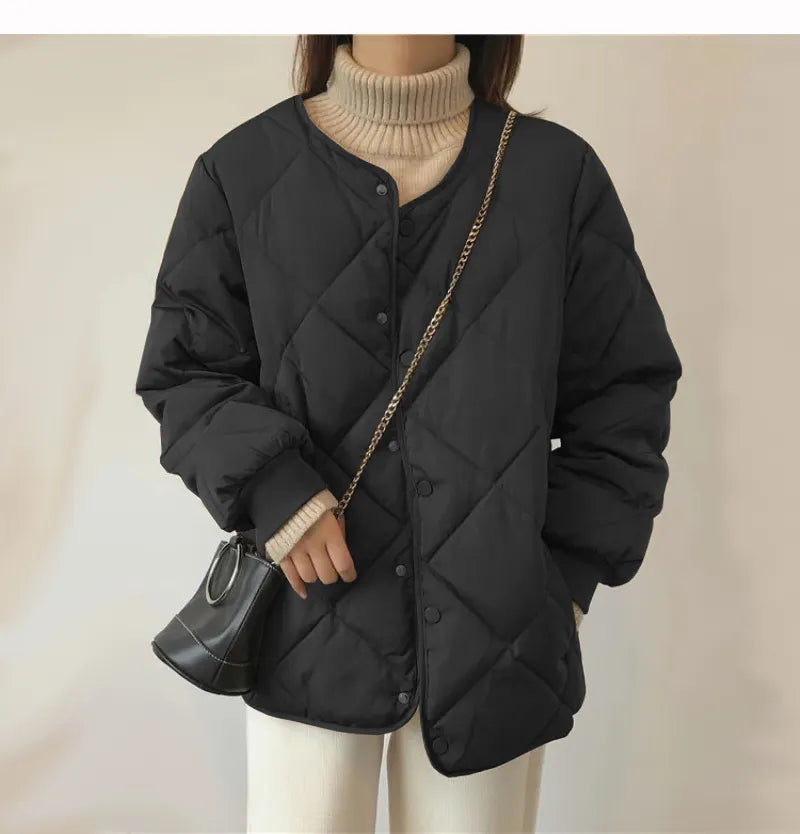 Women’s Mid-Length Down Jacket Button Closure