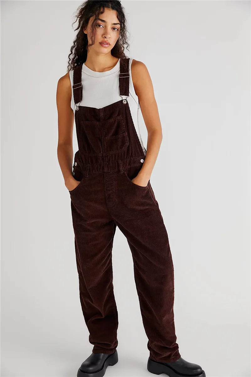 Loose Fit Wide Leg Dungarees with Pockets