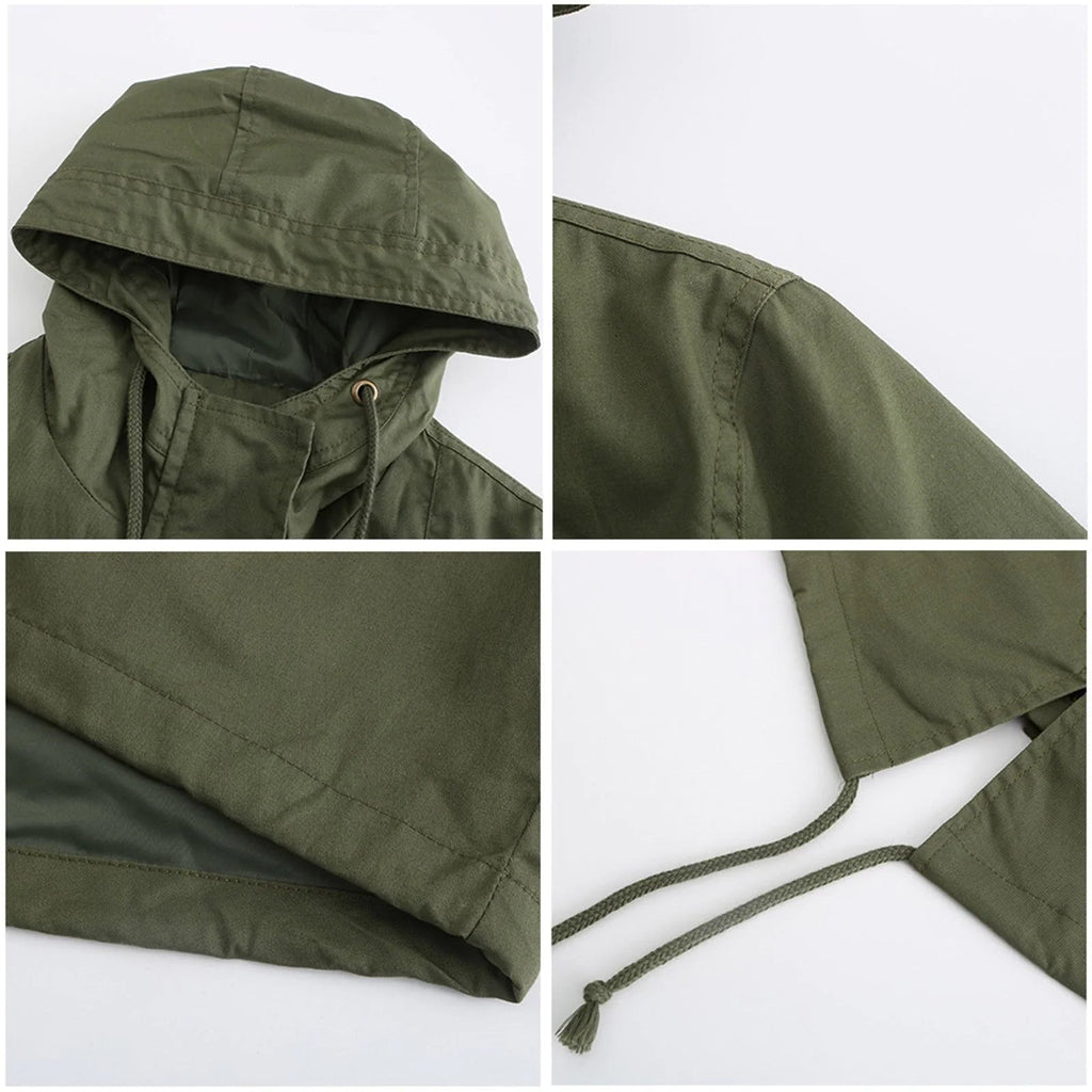 Women’s Thigh-Length Rain Jacket Straight Fit
