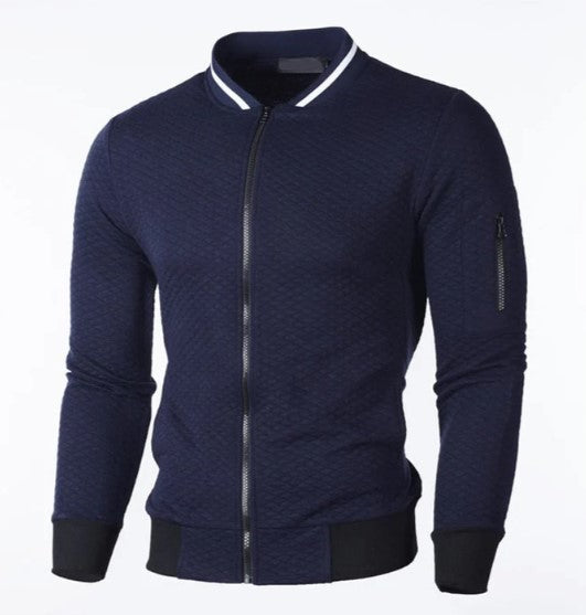 Men’s Straight Cut Sweatshirt Stand-Up Collar Zip