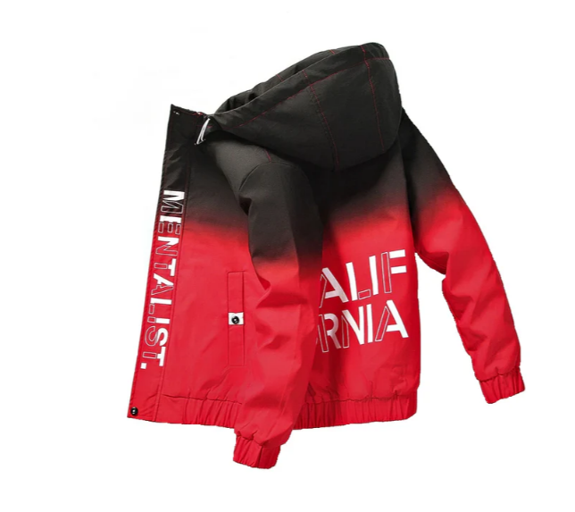 Men’s Jacket Loose Hip-Length Ombre Motif