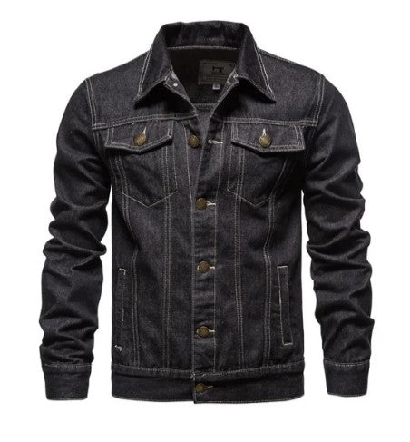 Straight Fit Waist-Length Jacket Long Sleeve Button Closure