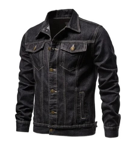 Straight Fit Waist-Length Jacket Long Sleeve Button Closure