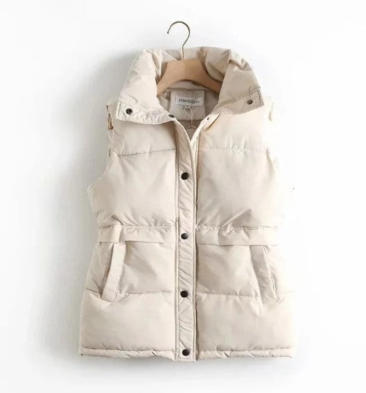 Women’s Sleeveless Gilet Straight Shape with Front Pockets