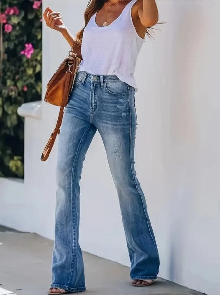 High-waisted Bootcut Jeans Ankle Length