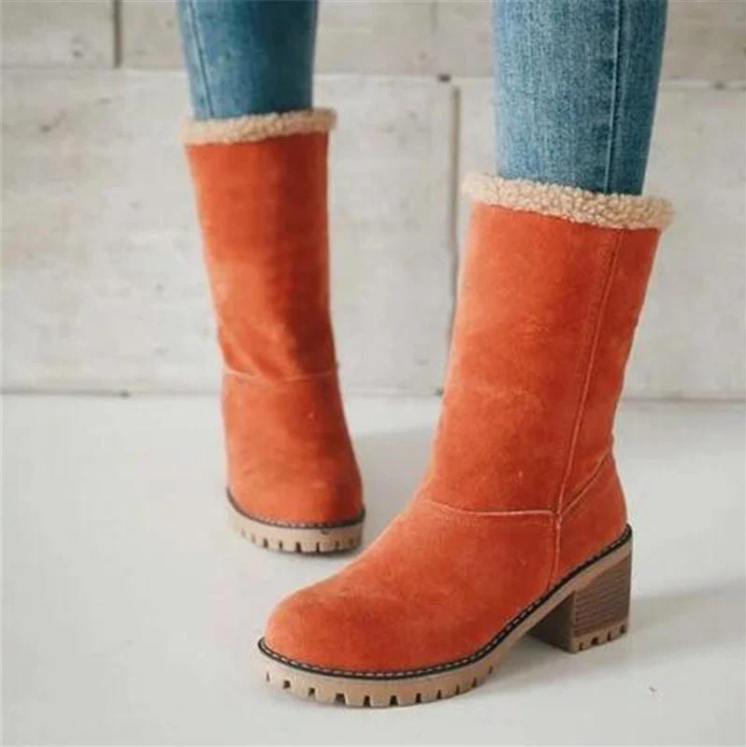 Boots Mid-Height Rounded Toe Flat Sole