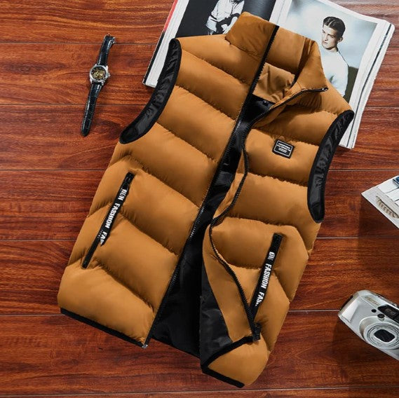 Sleeveless Jacket Straight Shape Waist Length