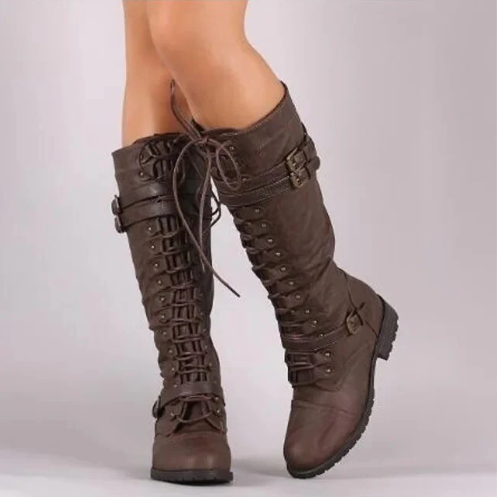 Boots Mid-Height Structured Design with Lacing