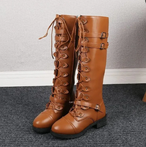 Boots Mid-Height Structured Design with Lacing