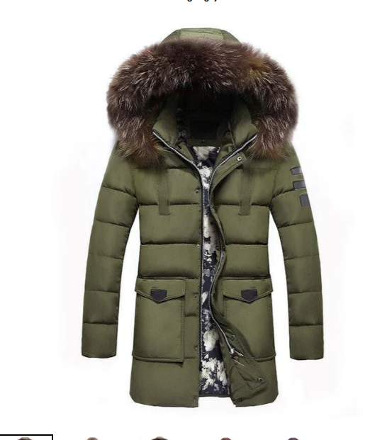 Men’s Jacket Straight Cut Fur-Trimmed Collar