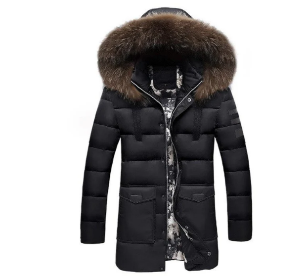 Men’s Jacket Straight Cut Fur-Trimmed Collar