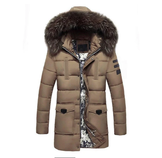 Men’s Jacket Straight Cut Fur-Trimmed Collar