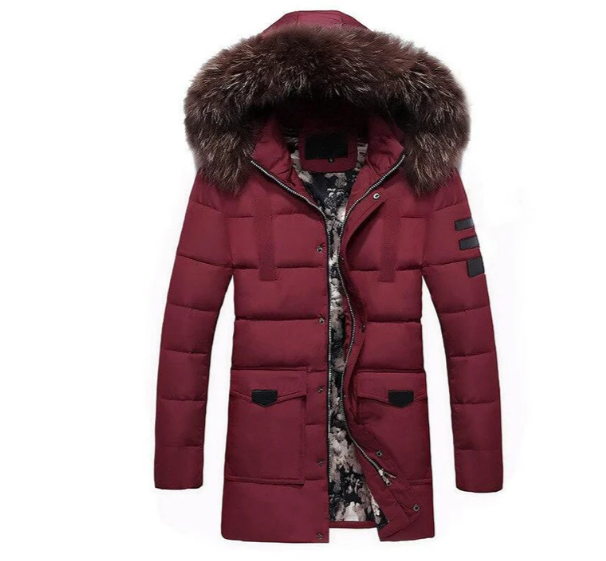 Men’s Jacket Straight Cut Fur-Trimmed Collar