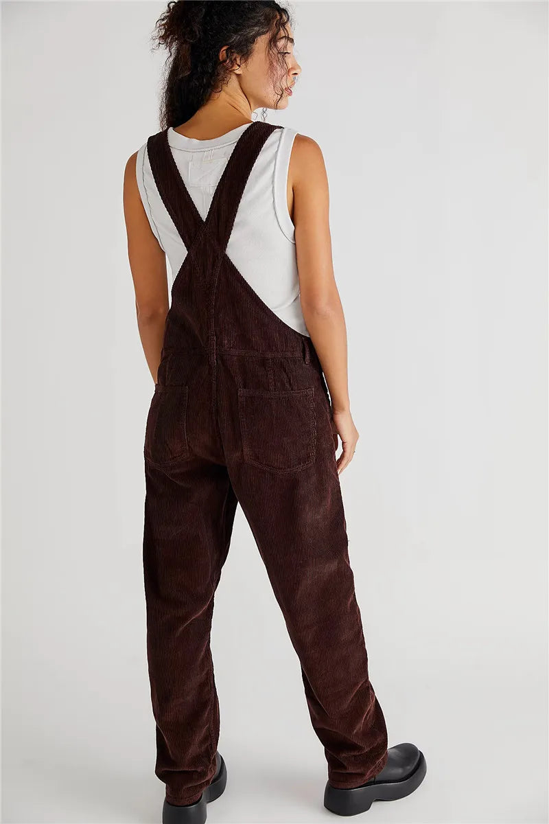 Loose Fit Wide Leg Dungarees with Pockets