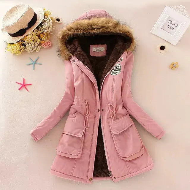 Padded Jacket Straight Cut Hip-Length with Hood