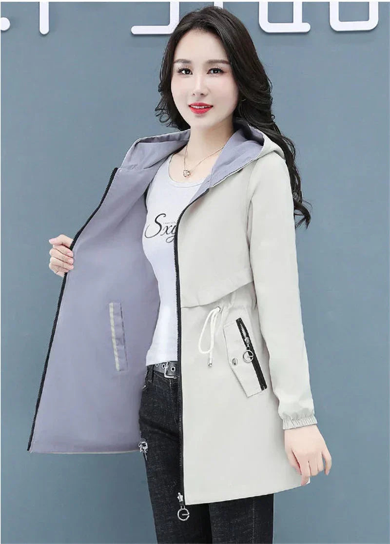 Long Windbreaker Jacket Loose Fit Extended Length