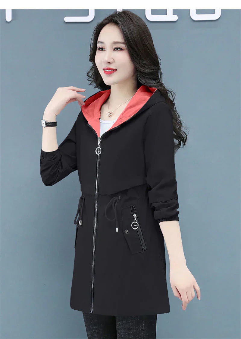 Long Windbreaker Jacket Loose Fit Extended Length