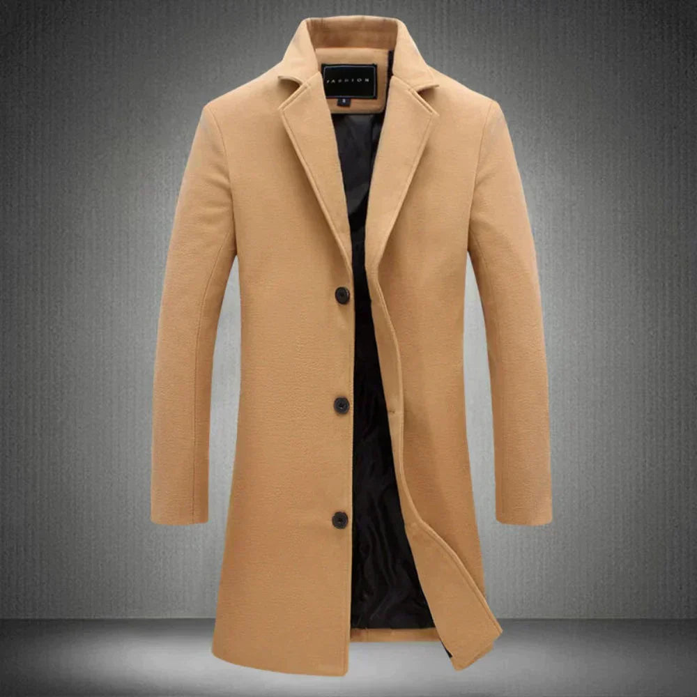 Men’s Straight Mid-Length Coat Classic Collar