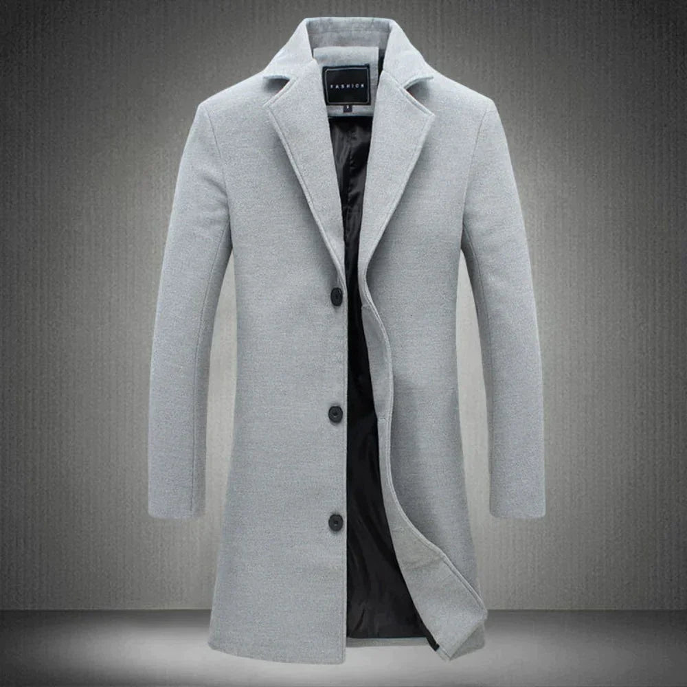Men’s Straight Mid-Length Coat Classic Collar