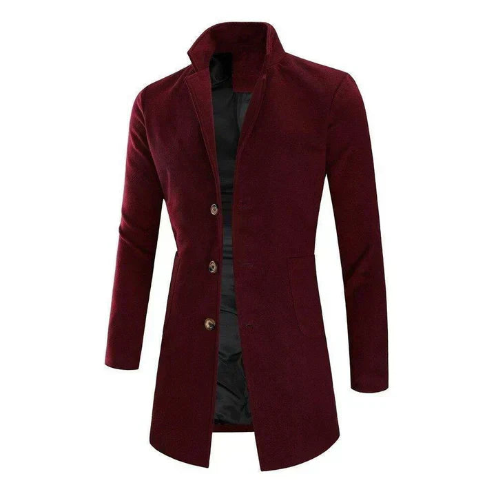 Men’s Long Coat Tailored Fit Smooth Surface