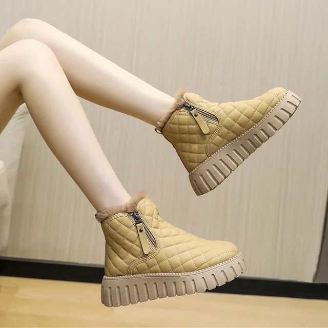 Ankle Boots Mid-Length Straight Quilted