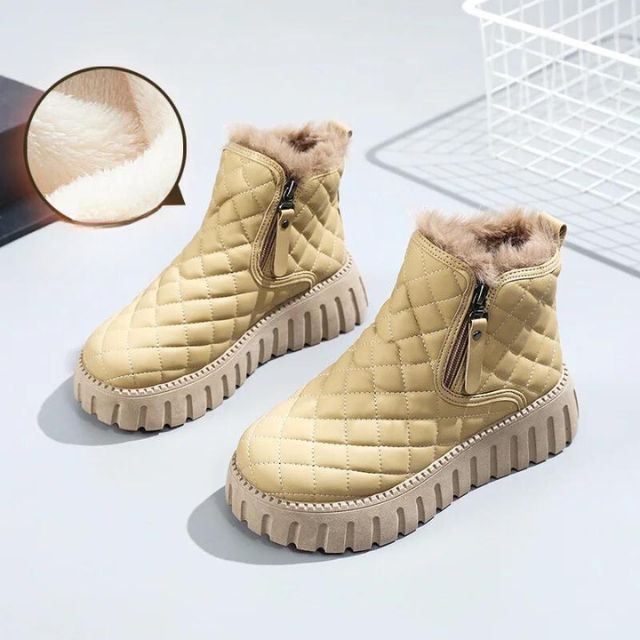 Ankle Boots Mid-Length Straight Quilted