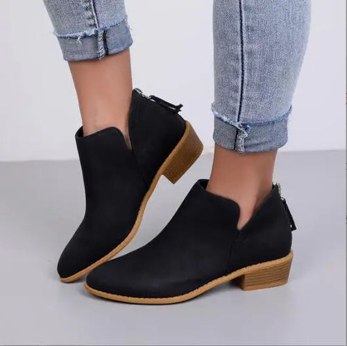 Ankle Boots Fitted Mid-Length Zip Closure