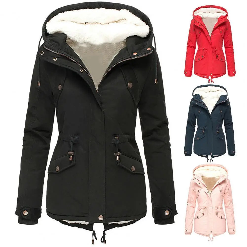 Women’s Straight Cut Hip-Length Jacket with Zipper Closure