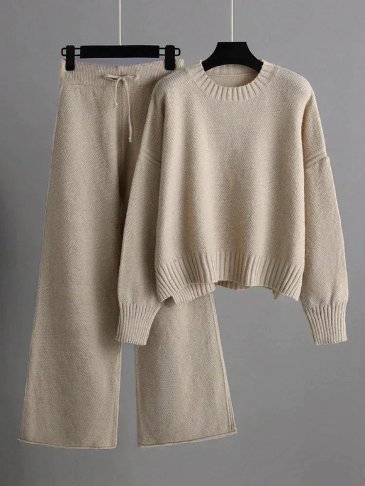 Knitted Jumper & Wide-Leg Trousers Set