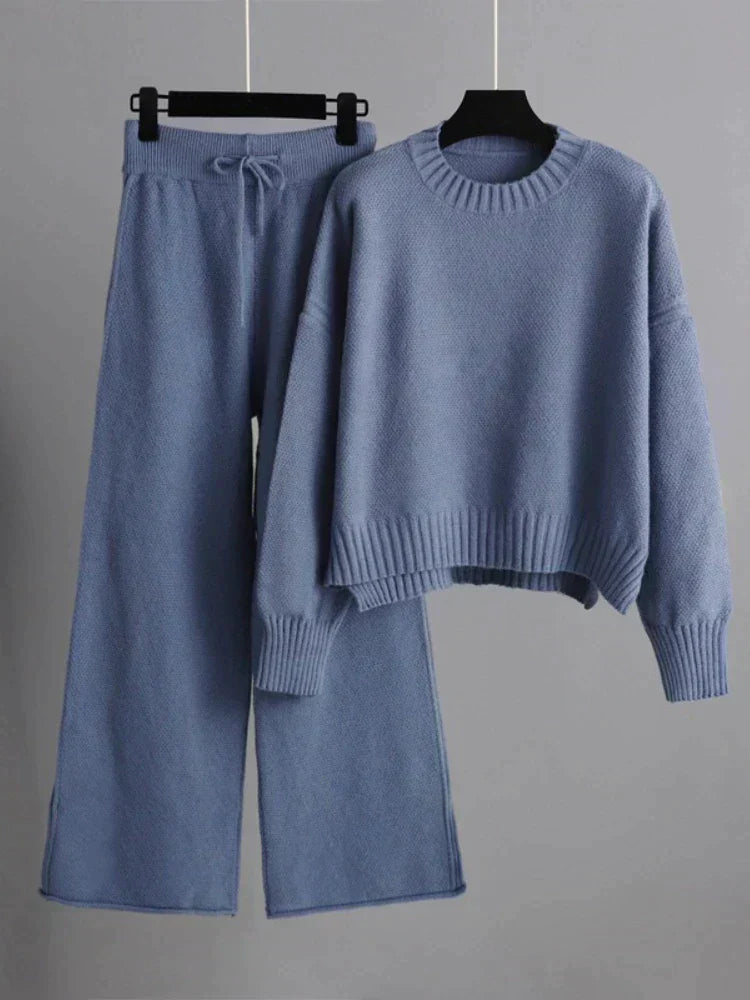 Knitted Jumper & Wide-Leg Trousers Set