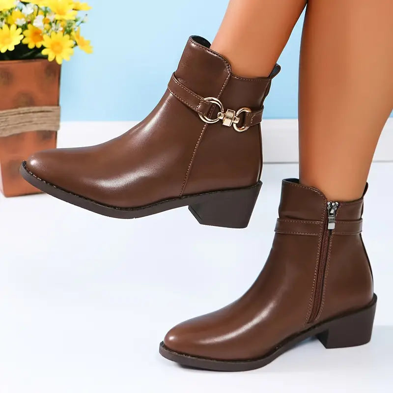 Women’s Ankle Boots Zip Closure Textured Surface